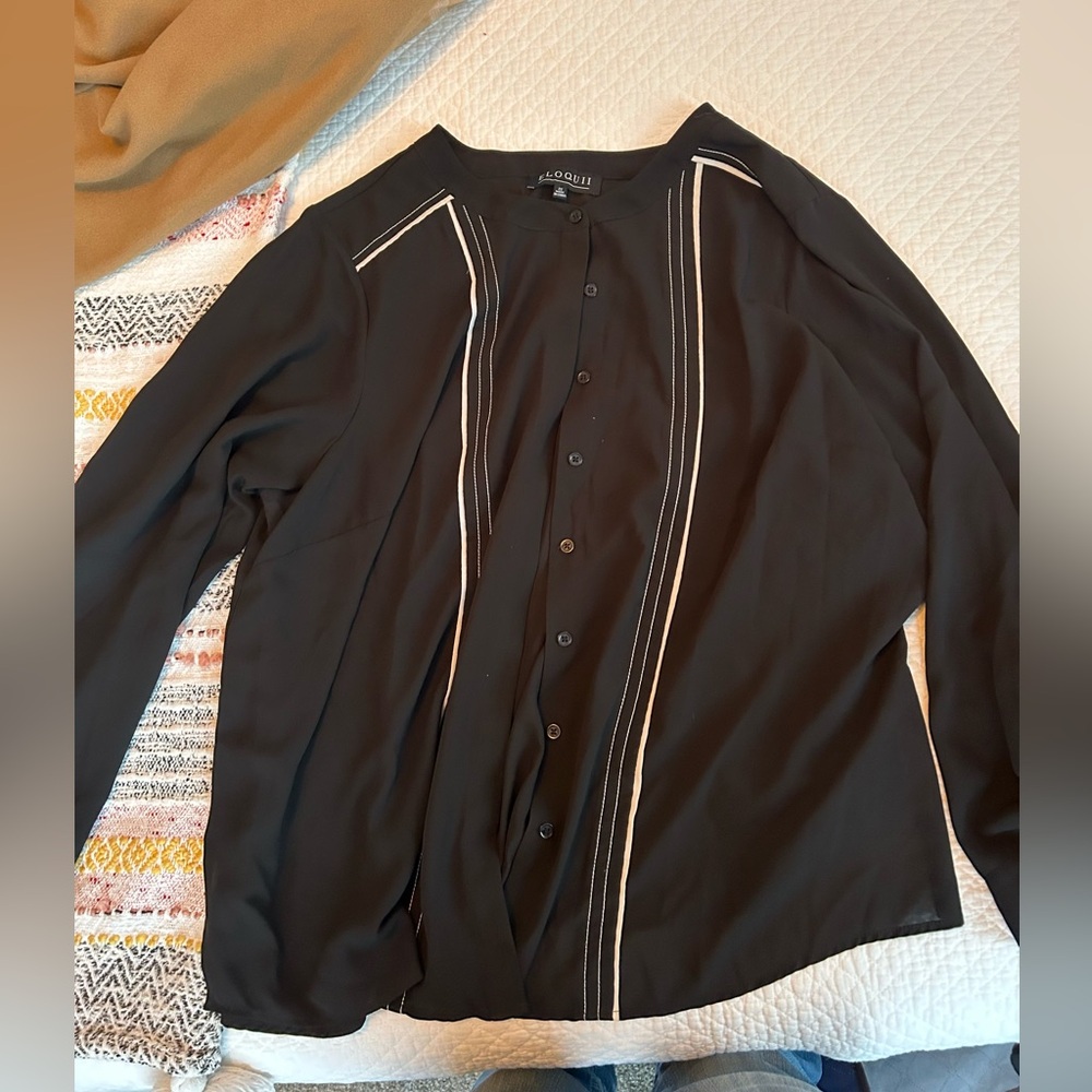 Women’s Eloquil Black Buttoned Shirf